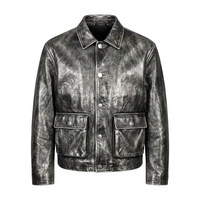 Veste en cuir de vachette véritable vieilli pour homme, style vintage, gris ciré, coupe oversize, décontractée, vente en gros, fabricant