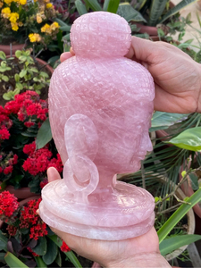 แกะสลักด้วยมือหินโรสควอตซ์รูปพระพุทธรูปหินธรรมชาติฮวงจุ้ย REIKI ตกแต่งบ้านตกแต่งสมาธิ - Product Image 2
