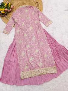 NOUVEAUTÉ Zain Exports Salwar Kameez pour femme en tissu froissé, avec broderie et travail de sequins, 3 couches, moderne, séchage rapide, coupe classique - Product Image 2