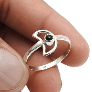 Wholesale New Vintage Design Half <b>Moon</b> <b>Ring</b> Crafted From 925 Sterling Silver Brilliant Round Cut Black Onyx Stone Women Jewelry - Product Image 2