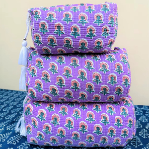 Handmade Cozy Large Zipper Reusable Eco-Friendly Lightweight Foldable Indian Hand Block Printed Floral Pattern Durable <b>Case</b> - Product Image 1