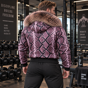 <b>Men's</b> Exotic Leather Zip Front Jacket with Fox Fur Hood Premium Urban Fashion <b>Coat</b> | Herren Lederjacke | Chaqueta Hombre Cuero - Product Image 3