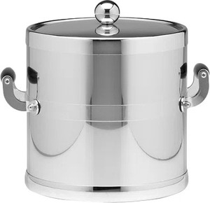 Stainless Steel Ice <b>Bucket</b> <b>with</b> <b>Lids</b> and Handles Silver Round Wine Champagne Cooler - Product Image 4