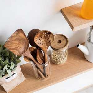 Cuillère en bois multifonctionnelle, faite à la main, pour servir, mélanger et cuisiner - Product Image 4