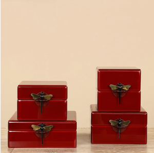 Luxury Maroon Color <b>Mirror</b> Glass Decorative Storage Box Fly Knob Premium Jewelry Vanity Organizer <b>Boxes</b> Home Decor Lacquer - Product Image 1