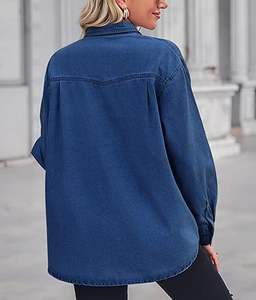 Camisa de Mezclilla para Mujer, Diseño Elegante, Corte Regular, Manga Larga, Estilo Vintage de Verano, 100% Algodón Orgánico, Absorbe la Humedad - Product Image 4