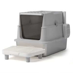 Lettiera per gatti in acciaio inossidabile Extra Large con coperchio antiaderente facile da pulire e coperchio del pedale del filtro paletta - Product Image 1