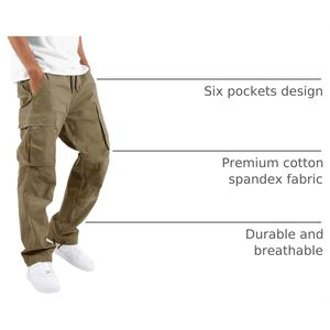 Pantalones Jogger Cargo Color Marrón Claro para Hombre, Pantalones Casuales Ligeros con Bolsillos Laterales y Dobladillo Elástico - Product Image 2
