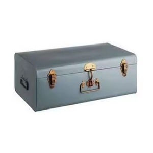 Metal Storage Trunk <b>Box</b> Rectangle Large Capacity Hinged Lid Buckle Cover Floor Standing Multifunctional Tool Organizer - Product Image 4