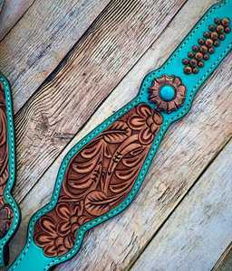 Ensemble de sellerie western en cuir véritable avec boucle de fermeture, incrustation de taureau, léger, têtière et collier de poitrine personnalisables - Product Image 2