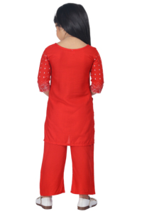 Ensemble Kurti et Palazzo de créateur pour filles, qualité export, tenue traditionnelle indienne tendance pour festivals, mariages et célébrations, en vente - Product Image 3