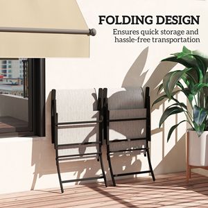 Set di 2 Sedie Pieghevoli Grigie per Esterni con Schienale Alto e Braccioli, Ideali per Patio, Giardino, Campeggio ed Eventi Sportivi, Realizzate in Materiale PE Resistente - Product Image 5