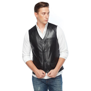 Gilets en cuir PU pour hommes, veste sans manches 100 % cuir véritable, gilets pour hommes – Produit fiable et très demandé - Product Image 1