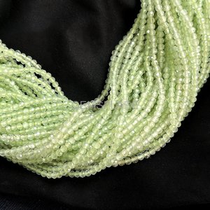 Natural Prehnite Micro Faceted Round Beads 2MM Tiny Prehnite Beads For Jewelry Making Wholesale Diamond Cut Faceted Loose Beads - Product Image 2