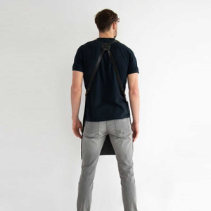 ผ้ากันเปื้อนผ้าไหมพิมพ์ลายโลโก้แบบนูนสั่งทำพิเศษสำหรับผู้ชาย ใช้ในร้านอาหาร บาร์ เนื้อผ้านุ่ม ทนทาน ใช้ได้ทุกวัน ปิดด้วยกระดุมแป๊ก - Product Image 3