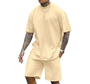 Ensemble T-shirt et short pour homme Micah Corporation, couleur unie, col rond, décontracté, respirant, tricoté, tenue d'été, bleu sarcelle, 100% coton, tendance - Product Image 6