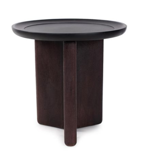 Mesa de Centro Redonda de Madera de Lujo LMB con Acabado Oscuro, Diseño Moderno para Sala de Estar - Product Image 1
