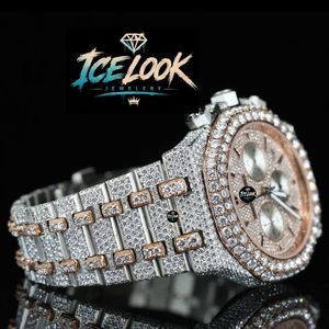 ICE LOOK นาฬิกาโครโนกราฟสแตนเลสสตีลสุดหรูสำหรับทุกเพศ หน้าปัด 42 มม. คริสตัลแซฟไฟร์ ระบบอนาล็อก กลไกคู่ สายขนาด 20 มม. เครื่องประดับ - Product Image 3