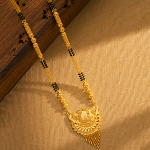 Mangalsutra largo de oro de 24 quilates al por mayor para mujeres casadas, uso diario, acabado dorado, mangalsutra largo para bodas indias - Product Image 2
