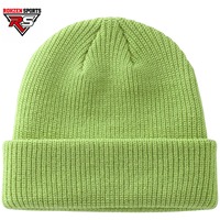 Bonnet d'hiver tendance personnalisé en tricot côtelé, respirant, imperméable, en polyester doux et chaud pour l'extérieur, couleur unie