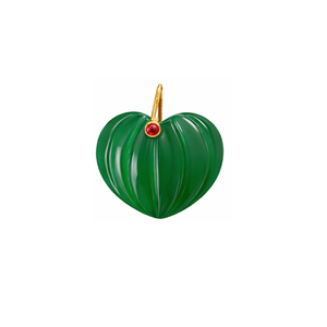 Colgante de Ónix Verde Tallado en Forma de Calabaza, Colgante de Ónix Verde Natural en Forma de Corazón, Amuleto Tallado Chapado en Oro, Colgante de Corazón Tallado, Mayorista - Product Image 1