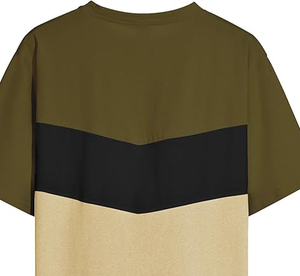 Camiseta de hombre de manga corta con cuello redondo, estilo oversized, con bloques de color, tejido informal, ribete en contraste y diseño liso, en oferta. - Product Image 4