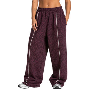 Pantalones Deportivos de Invierno para Mujer, Estampado de Leopardo, Algodón y Felpa, Cintura Media, Logotipo Personalizado, ODM, Etiqueta Privada - Product Image 1