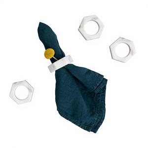 Anneaux de serviette ronds en pierre naturelle blanche de luxe, classiques, durables, faits à la main, 4,5 cm, décoration de table pour anniversaire - Product Image 5