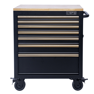 Wholesale OEM 7 Drawer Modular <b>Lockable</b> Tool <b>Cabinet</b> with Wooden Top Matte Black Powder Coated Steel for Garage Workshop Use - Product Image 6