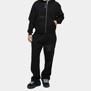 Survêtements tendance 2026 : Ensemble pantalon ample et sweat à capuche oversize, imprimé ton sur ton, avec fermeture éclair - Product Image 1