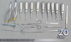 Kit chirurgical dentaire premium de 20 pièces, instruments chirurgicaux, forceps à manche doré, classe I, homologué CE. - Product Image 2