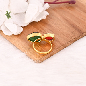 Anillo Clásico de Dos Piedras Nano Garnet Hydro y Green Hydro, Hecho a Mano, de Latón Chapado en Oro, Joyería con Piedras Preciosas para Mujer - Product Image 5