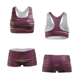 Custom Sublimated 2 Piece Women Fitness Set Sports Bra and <b>Shorts</b> High Waist Yoga <b>Gym</b> Workout Activewear OEM Manufacturer - Product Image 4