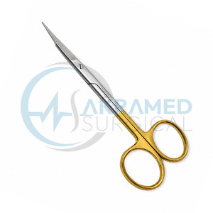 กรรไกรตัดกระจกตาแบบโค้ง รุ่นพรีเมียม Akramed Surgical TC ด้ามจับสีทอง ทำจากทังสเตนคาร์ไบด์ ชุดเครื่องมือผ่าตัดทั่วไป - Product Image 4