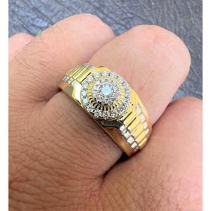 Hip Hop Men's Moissanite Cluster <b>Ring</b> 14k Gold Sterling <b>Silver</b> <b>Pinky</b> Bling Statement Minimalist Jewelry 0.60CT Total Carat - Product Image 1