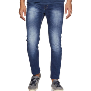 <b>Men's</b> Custom Logo Acid Wash Sky Blue Denim <b>Jeans</b> Straight Fit Distressed Washed Plus Size Style Wholesale Winter Autumn Summer - Product Image 2
