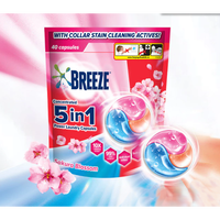 Breeze 5 in 1 Aroma Bunga Sakura Kesegaran Floral Daya Bersihkan Mendalam 420g Bentuk Kapsul Deterjen Pakaian Buatan Malaysia