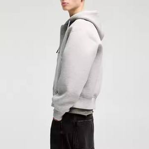 Heather Grey Color Cropped Zip Up Hoodie Cotton Sweatshirt Personalized Printing Streetwear Zipper <b>Crop</b> <b>Top</b> Hoodie for Unisex - Product Image 3