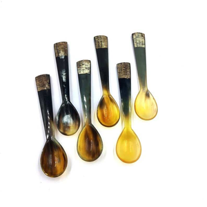 High Quality Natural Classic <b>Eco</b>-Friendly Buffalo Horn Spoon for Caviar <b>Egg</b> Tea Sugar Salt Pepper - Product Image 2