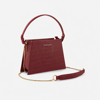 Sac à main bandoulière décontracté pour femme en cuir organique motif alligator, avec bandoulière amovible, chaîne et fermeture éclair, 1L, PU Shop