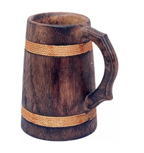 Tasse en bois à prix abordable, tasse viking de luxe moderne en bois et acier inoxydable avec poignée, tasse en bois pour sublimation pour la cuisine et la table - Product Image 1