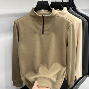 Spring Men's High-end Casual Solid Color <b>Top</b> 14 Zipper <b>Long</b> <b>Sleeved</b> Men's Hoodie New Loose Mock Neck Hoodie Sweatshirts - Product Image 3