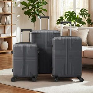 Set di Valigie Trolley 3-in-1 con Serratura Personalizzata Non-TSA, Grigio Scuro, 20, 24, 28 Pollici, in PP - Product Image 1
