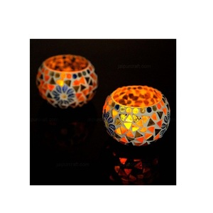 Top Seller Wholesale <b>Cheap</b> Custom Logo Art Mosaic Handmade Colorful Luxury Glass <b>Candle</b> Jar Votive <b>Candle</b> Holder - Product Image 1