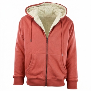 Sweat-shirt à capuche zippé pour homme, doublure polaire, décontracté, coupe classique, couleur unie, tricoté en polyester et coton, idéal pour l'hiver - Product Image 2