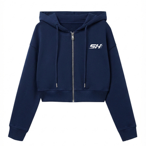 เสื้อฮู้ดดี้สไตล์สตรีทแวร์ลำลอง ทรงหลวม ระบายอากาศได้ดี เป็นมิตรต่อสิ่งแวดล้อม ผลิตจากผ้าฝ้ายถักเนื้อนุ่ม ราคาประหยัด สำหรับผู้หญิง แบบครอป - Product Image 1