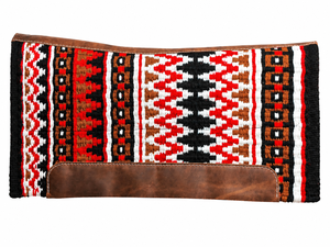 Manaal Enterprises Classic Western Saddle Pad Geometric Pattern Brown Leather Trim Cotton Shell Wool Lining Riding Equestrian - Product Image 2