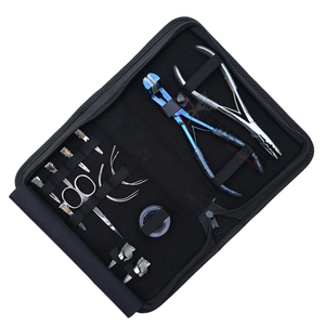 Hair Extension tools Application Kit with 7 Inch 2 Hole Beads Crimper & Tape In Plier <b>set</b> Curved Needles Beads Box Finger <b>Set</b> - Product Image 1