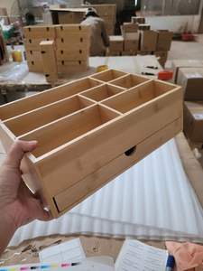 Eco-Friendly Bamboo Desktop Organizer with Drawers Multi-Function <b>Storage</b> <b>Box</b> for Office & Home Vietchoice - Product Image 2