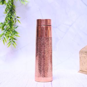 Luxury Hammered Pure Copper Water Bottle Handmade Ayurvedic Wellness Flask Reusable Metal <b>Drinkware</b> for Home Office Travel - Product Image 5